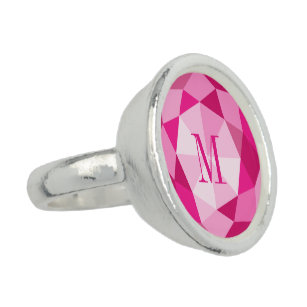 ピンクのダイヤモンドの宝石用原石のプリントのモノグラムのリングや輪 リング