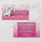 ピンクのダイヤモンドパターンOrigami犬ペットモデル 名刺 (正面/裏面)