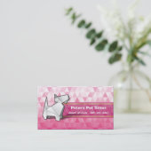 ピンクのダイヤモンドパターンOrigami犬ペットモデル 名刺 (スタンド正面)