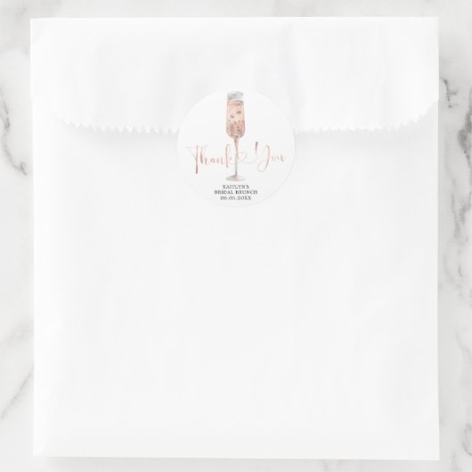 ピンクのダスティ ローズの花びら プロセッコ お礼 シール (バッグ)