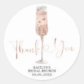 ピンクのダスティ ローズの花びら プロセッコ お礼 シール (正面)