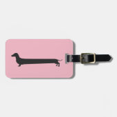 ピンクのダックスフントのシルエットの手荷物ラベル ラゲッジタグ (正面横)