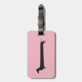 ピンクのダックスフントのシルエットの手荷物ラベル ラゲッジタグ (裏面縦)
