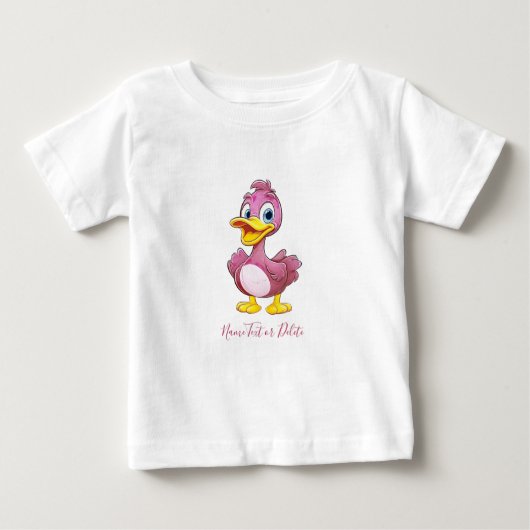 ピンクのダックベビーTシャツ ベビーTシャツ (正面)