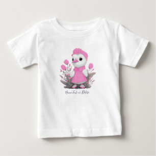 ピンクのダックベビーTシャツ ベビーTシャツ