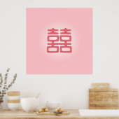 ピンクのダブル幸せはっきりした- ポスター (キッチン)