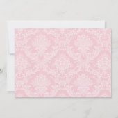 ピンクのダマスククロス女の子写真洗礼招待状 招待状 (裏面)
