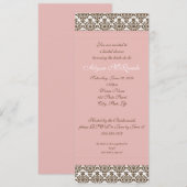 ピンクのダマスク柄のウェディングシャワー招待状 招待状 (正面/裏面)