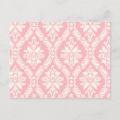 ピンクのダマスク柄 Save the Date ポストカード (裏面)