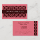 ピンクのダマスク織のインテリア・デザインの名刺 名刺 (正面/裏面)