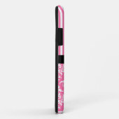 ピンクのダマスク織のストライプのパーソナライズなモノグラム Case-Mate iPhoneケース (裏面/右)