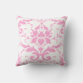 ピンクのダマスク織のデザインの枕 クッション (裏面)