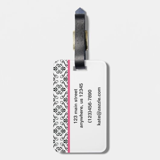 ピンクのダマスク織のハイヒールの小剣の靴の荷物のラベル ラゲッジタグ (裏面縦)