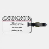 ピンクのダマスク織のハイヒールの小剣の靴の荷物のラベル ラゲッジタグ (裏面横)