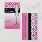 ピンクのダマスク織のファッションの服の型枠 名刺 (正面/裏面)