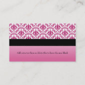 ピンクのダマスク織のファッションの服の型枠 名刺 (裏面)