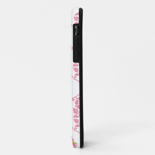 ピンクのダマスク織のヴィンテージの花の花の花模様 Case-Mate iPhoneケース (裏面/左)