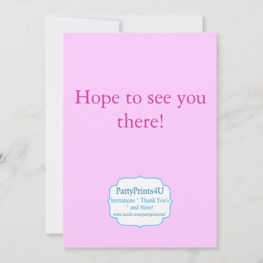 ピンクのダマスク織の体育専門家の誕生日のパーティの招待状 招待状 (裏面)