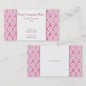 ピンクのダマスク織の名刺でかわいらしい 名刺 (正面/裏面)