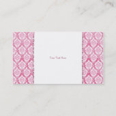 ピンクのダマスク織の名刺でかわいらしい 名刺 (裏面)