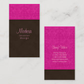 ピンクのダマスク織の名刺のインテリア・デザイン/スパ 名刺 (正面/裏面)