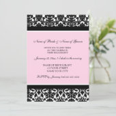 ピンクのダマスク織の婚約パーティの招待状 招待状 (スタンド正面)