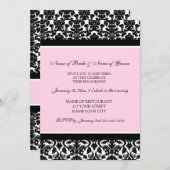 ピンクのダマスク織の婚約パーティの招待状 招待状 (正面/裏面)