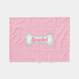 ピンクのダマスク織の犬用の骨の小さい菓子 フリースブランケット