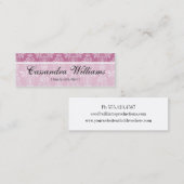 ピンクのダマスク織の美しいのマイクロ小型名刺 スキニー名刺 (正面/裏面)
