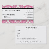 ピンクのダマスク織 予約カード (正面/裏面)