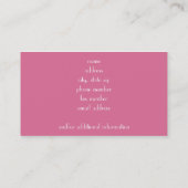 ピンクのダマスク織 名刺 (裏面)
