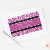 ピンクのダマスク赤ちゃんシャワー好意ステッカー 長方形シール (封筒)