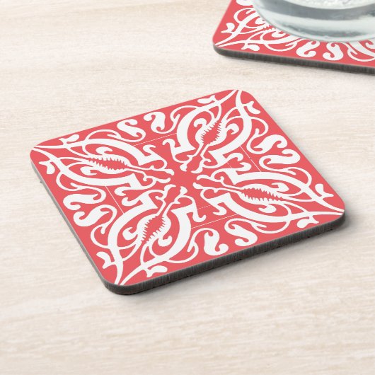 ピンクのダマスク コースター (左側)