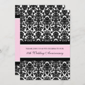 ピンクのダマスク 10周年パーティー招待状 招待状 (正面/裏面)