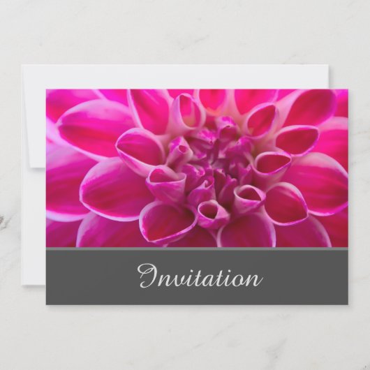 ピンクのダリアが描かれた魅惑的な招待状 招待状 (正面)