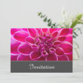 ピンクのダリアが描かれた魅惑的な招待状 招待状 (スタンド正面)