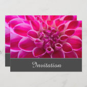 ピンクのダリアが描かれた魅惑的な招待状 招待状 (正面/裏面)
