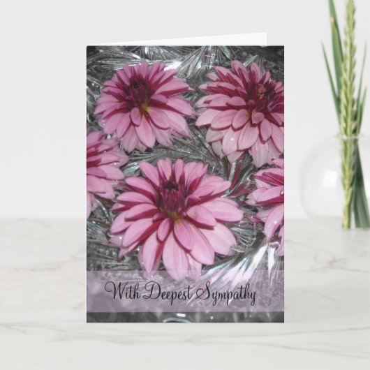 ピンクのダリアの悔やみや弔慰 カード (正面)