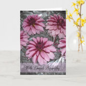 ピンクのダリアの悔やみや弔慰 カード (黄色い花)