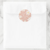 ピンクのダリアの花の丸いステッカー ラウンドシール (バッグ)