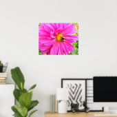 ピンクのダリアの花の写真 ポスター (ホームオフィス)