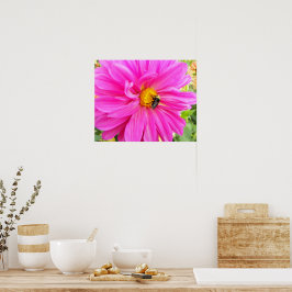 ピンクのダリアの花の写真 ポスター