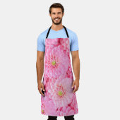 ピンクのダリアの花の背景。上面ビュー エプロン (着用した状態)