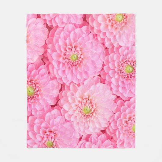 ピンクのダリアの花の背景。上面図。  フリースブランケット (正面)