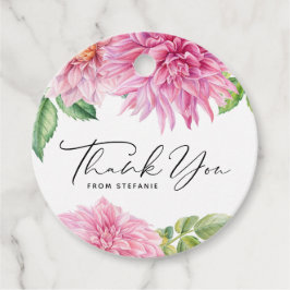 ピンクのダリアの花束 ベビーシャワー お礼メッセージ フェイバータグ