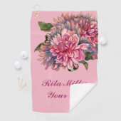 ピンクのダリアの花 ゴルフタオル (インサイチュ)