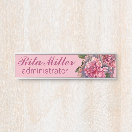 ピンクのダリアの花 サインプレート (正面)