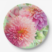 ピンクのダリアの花 ペーパープレート (正面)