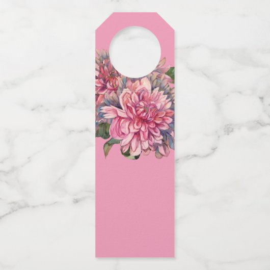 ピンクのダリアの花 ボトルネックタグ (裏面)