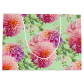 ピンクのダリアの花 ラージペーパーバッグ (裏面)